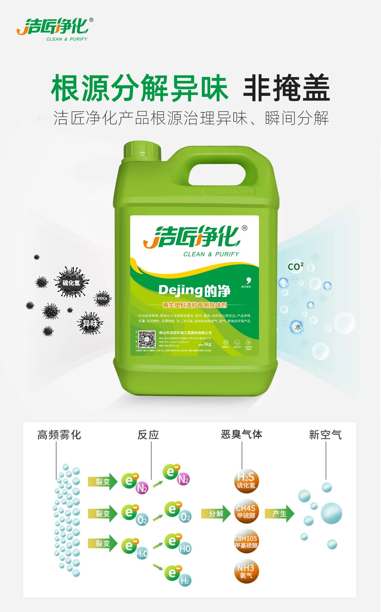 再生塑料造粒生產(chǎn)如何除臭？Dejing的凈除臭劑一站式解決方案！.jpg